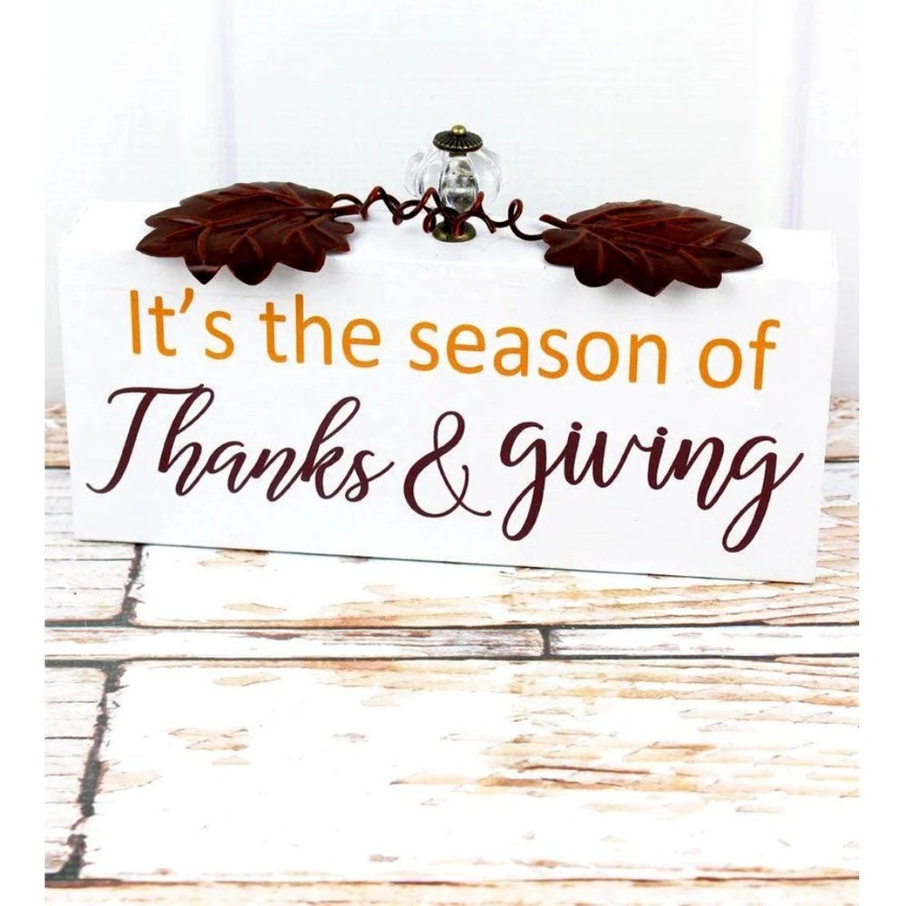 It's the Season of Thanks & Giving. Wooden Box Sign Décor. Fall, Autumn. NWT.